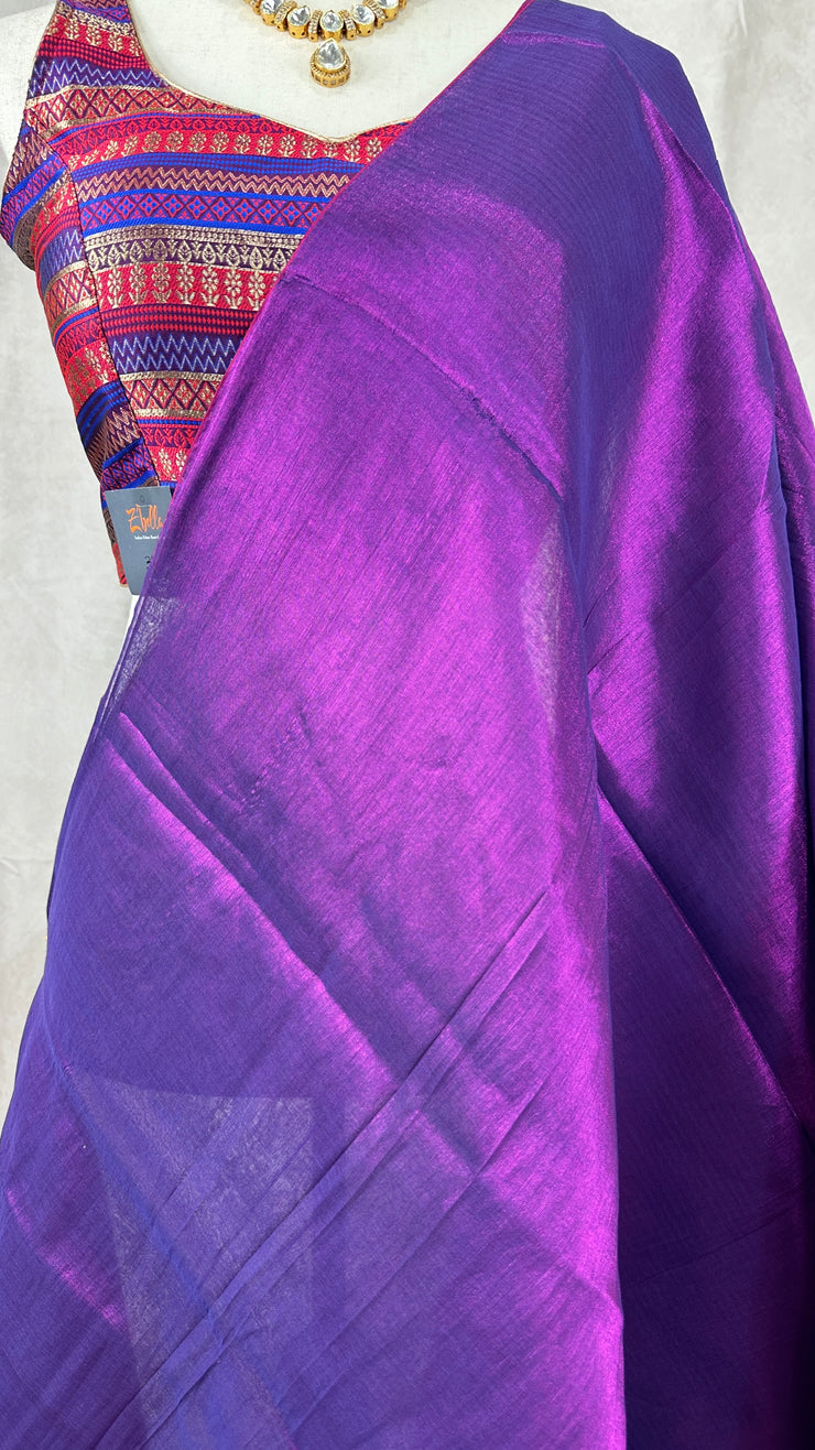 Light weight handwoven Cotton tissue saree