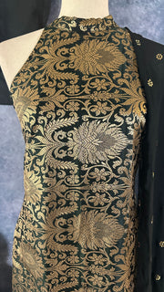 Black Brocade halterneck kurti with bottom and dupatta