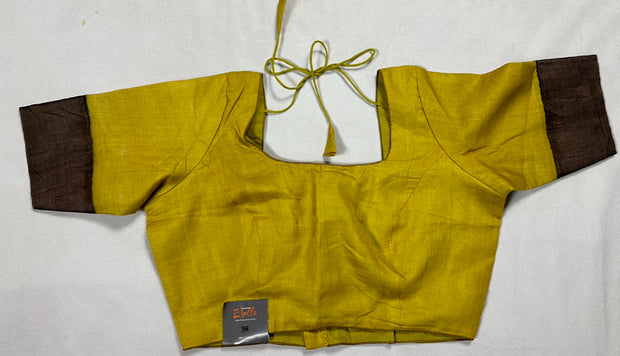 Greenish yellow tussar silk blouse