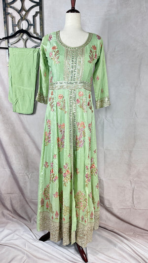 Light green long top with palazzo