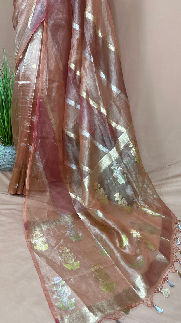 Rangkat pure organza tissue silk saree with stitched blouse