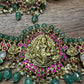 Nakshi lakshmi necklace with Kundan, kemp stone and earring