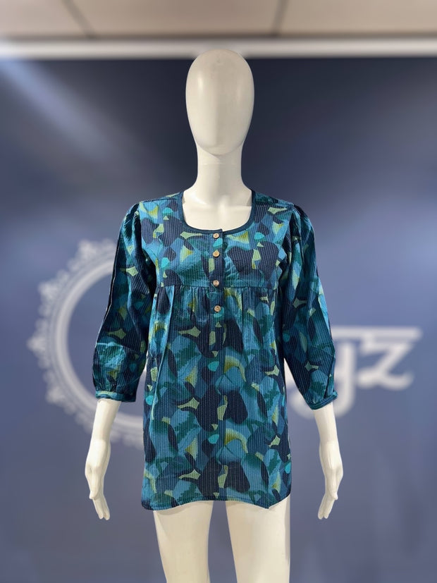 Blue printed short kurti