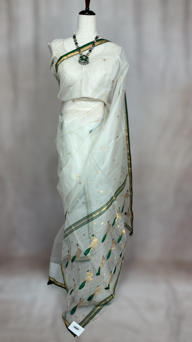 Chanderi pure silk saree with stitched blouse