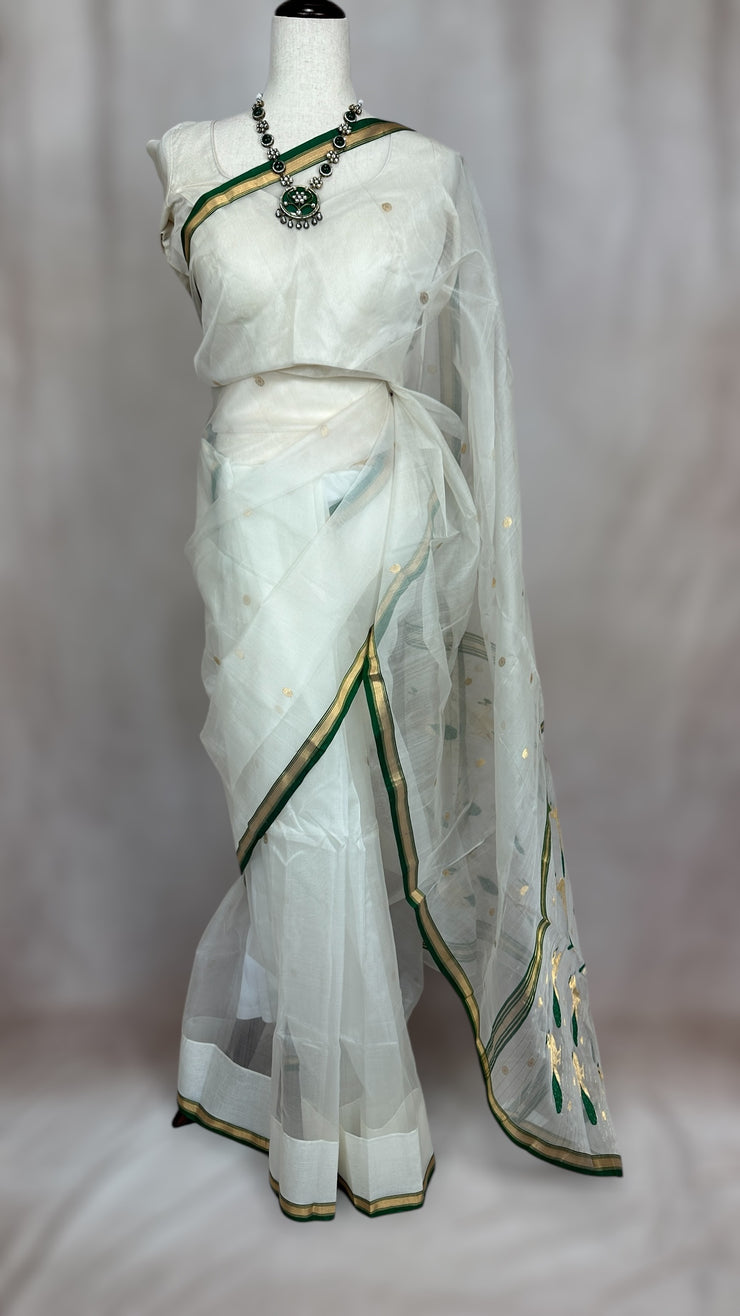 Chanderi pure silk saree with stitched blouse