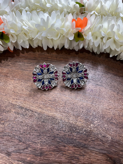 Blue red kemp stone stud