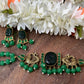 Green Pumin Bead Choker With Earring Necklace