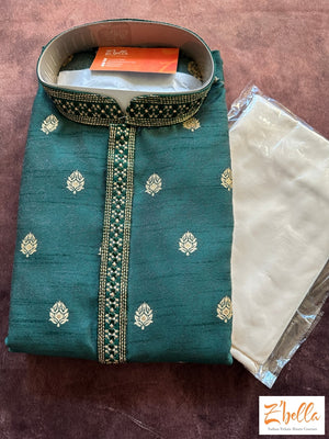 Green Semi Silk Soft Kurta With Bottom Kurta