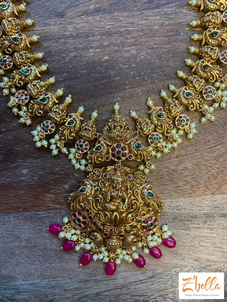 Long Necklace With Lakshmi Pendent Jhumka Necklace