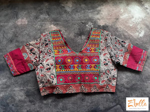 Maroon Ajrakh Lambani Work Blouse