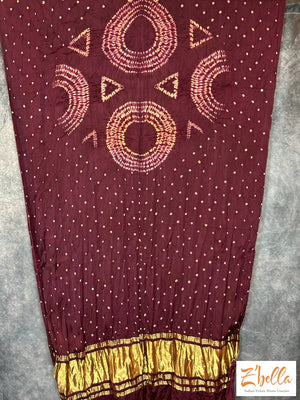 Maroon Bandhini Modal Silk Dupatta Dupatta