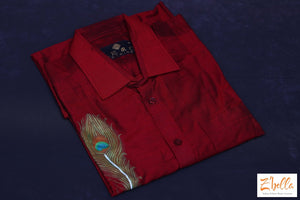 Maroon Shirt With Mural Painting Kurta