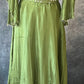 Olive Green Gown With Sleeve Pattern And Belt Gown