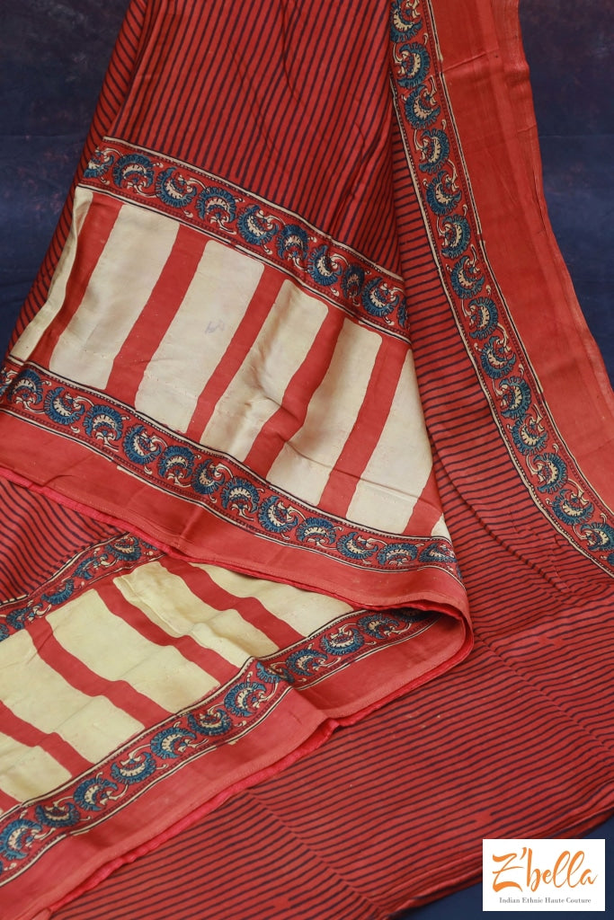 Buy Pure Modal Silk Ajrakh Print Saree | Incredibly Authentic Handwoven  Saree – Indidha