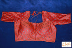 Orange Brocade Silk Blouse Blouse