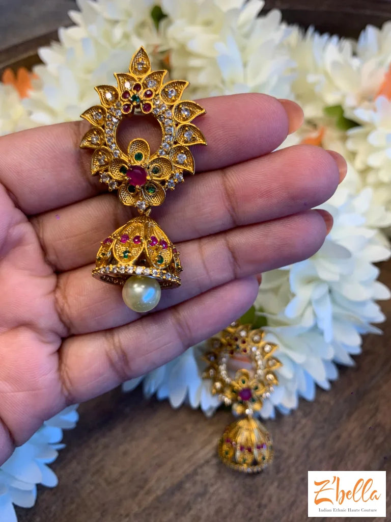 Gold Brass Jhumka at Rs 33.50/pair in Rajkot | ID: 2853030138397